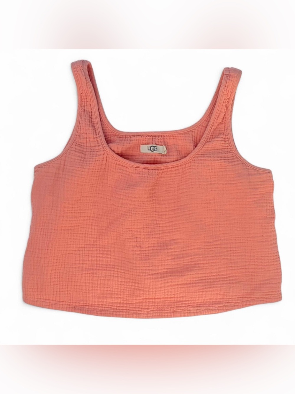 UGG Cinthia Coral Cotton Gauze Cropped Tank Top Square Neck S